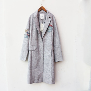 灰色羊毛大衣 秋冬女装 专柜韩版 时尚 特价 品牌百系列断码