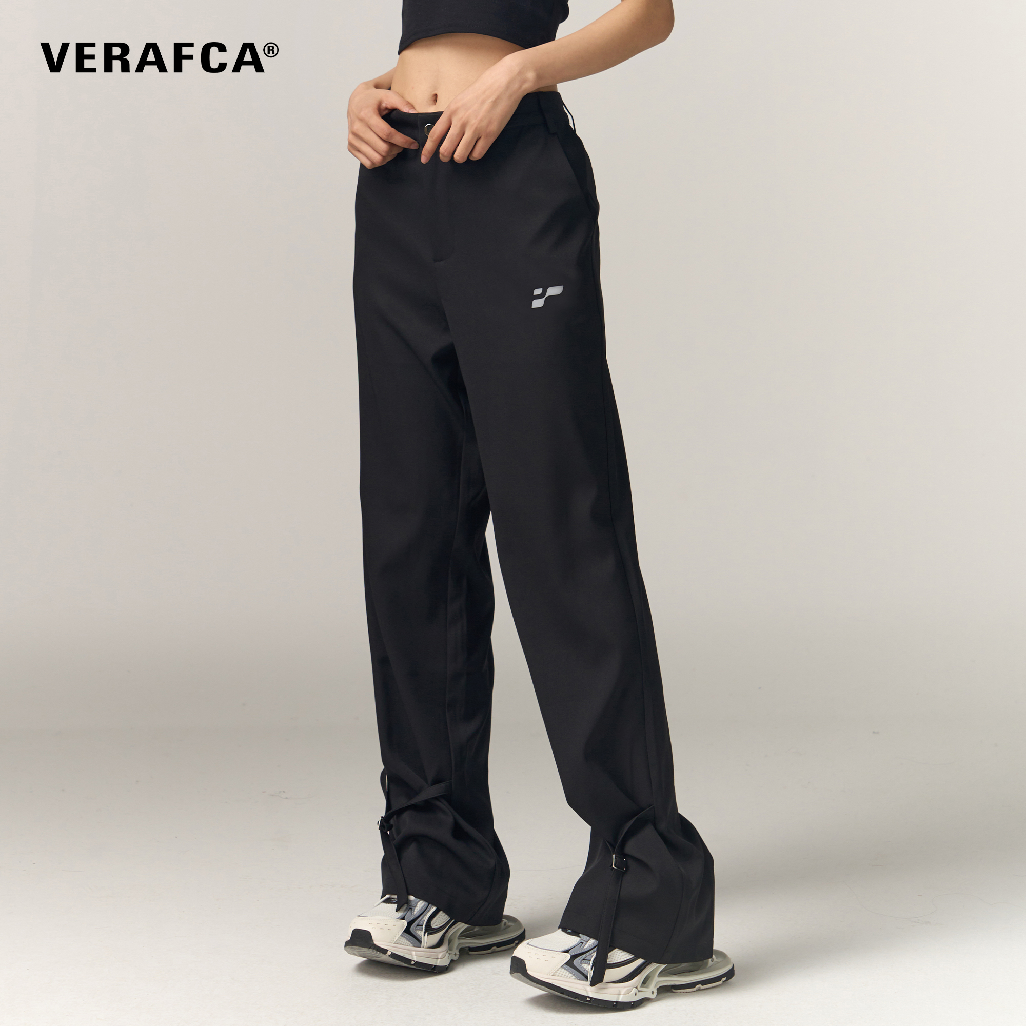 CA高腰直筒宽松休闲长裤 卡扣设计感垂坠感收脚西装 裤 VERAF VFC