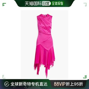 香港直邮Versace 雪纺拼接垂褶针织中长连衣裙 女士 10082 范思哲