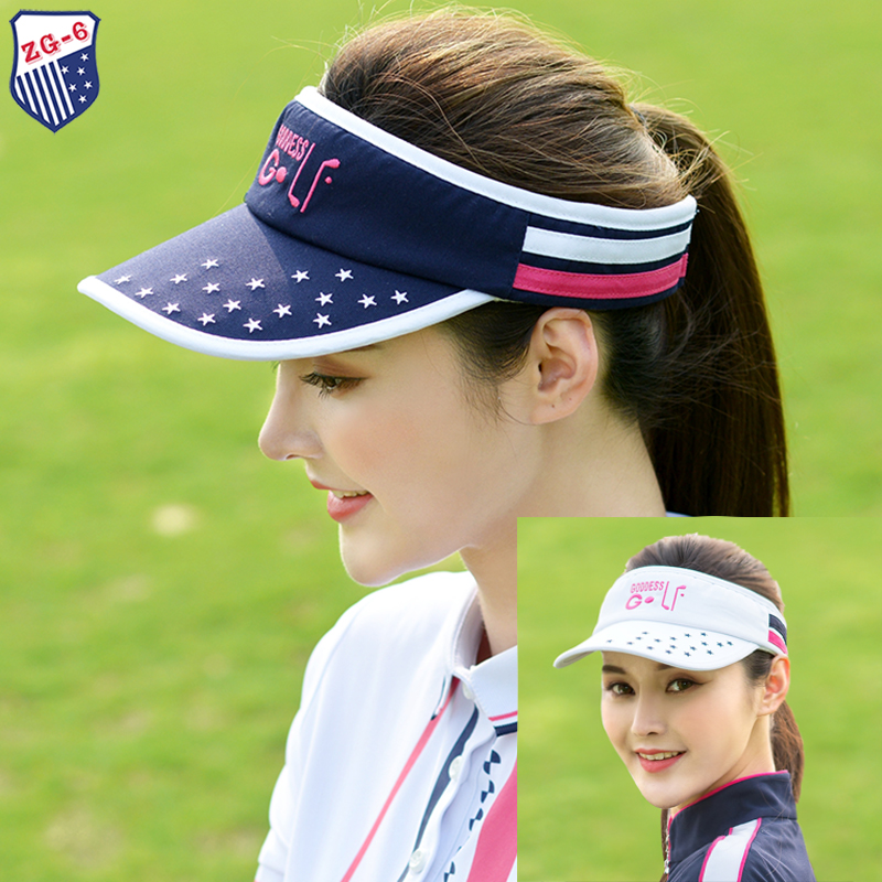 高尔夫运动女士刺绣球帽空顶帽子防晒遮阳帽