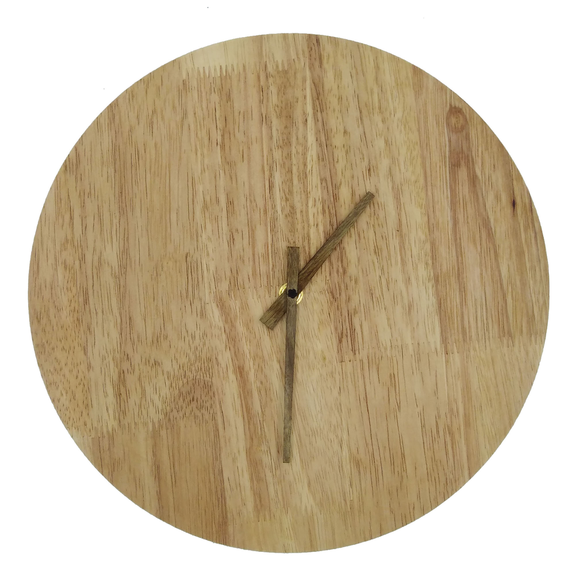 超静音 DIY实木钟表无刻度挂钟圆形卧室客厅木质时尚 碱水面包个性