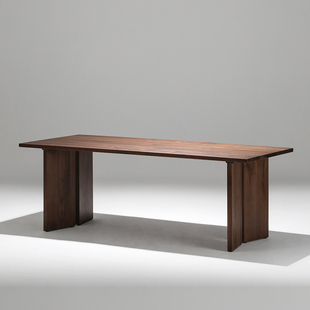 北欧简约实木餐桌复古茶桌会议桌侘寂风原木设计工作台长桌洽谈桌