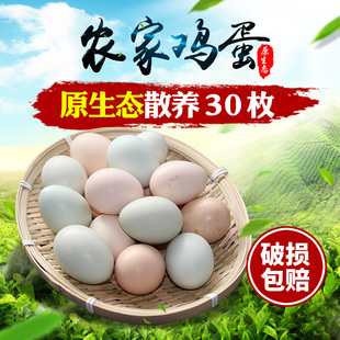 农家散养新鲜土鸡蛋自养草鸡蛋宝宝蛋月子蛋30枚 粉绿各15