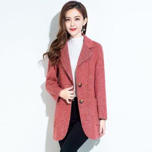 双E6010面呢绒大韩子衣女新款 显瘦秋冬小个西装 修身 羊毛呢外 羊版