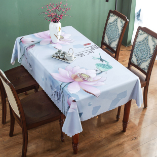 中国风餐茶几桌垫桌布长方形家用 PVC防水防油防烫免洗塑料新中式