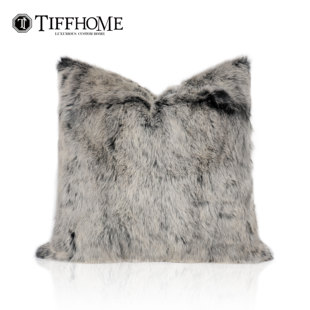 床头靠垫套 北欧ins轻奢风现代沙发样板间方形灰白色兔毛定制抱枕