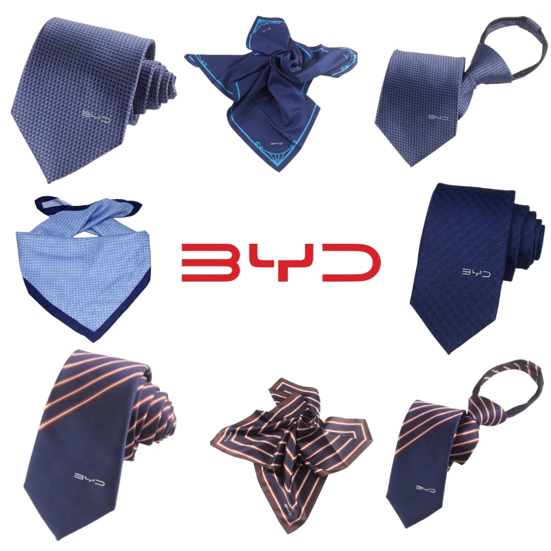 王朝龙鳞系列领带丝巾 新标海洋网手打拉链领带BYD新款 比亚迪新款