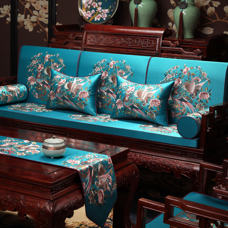 沙发垫红木家具坐垫带靠背实木罗汉床乳胶垫子座垫套罩定制 新中式