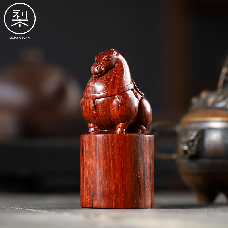 印度小叶紫檀木雕工艺品手工雕刻小件 唐马手玩把件小摆件 梨香院