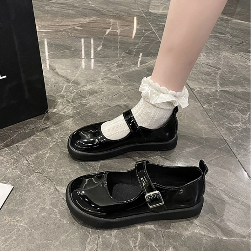 初中生小学生亮黑色小皮鞋 日系少女孩校服礼仪公主鞋 合唱表演出鞋