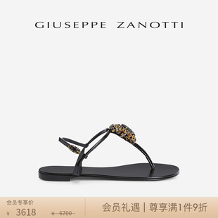 Giuseppe ZanottiGZ女士FW23秋冬新品 水钻平底夹趾凉鞋