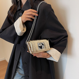 今年流行 甜酷银色链条小包包女2023新款 洋气迷你斜挎手机包 时尚