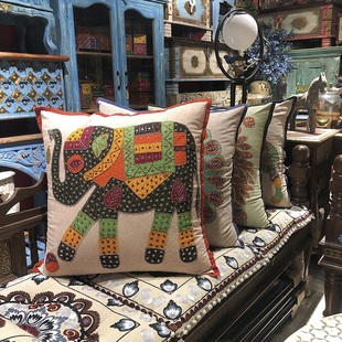 印度进口波西米亚刺绣抱枕飘窗靠枕沙发客厅靠背床头靠垫