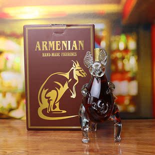 进口酒亚美尼亚原瓶白兰地酒葡萄酒袋鼠琉璃造型酒艺术酒瓶摆件