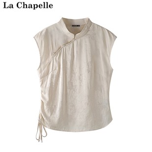 设计感小众收腰抽褶T恤 Chapelle夏季 新中式 古风短袖 拉夏贝尔