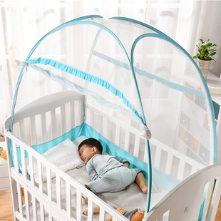 可折叠防摔男孩 通用儿童床拼接宝宝免安装 婴儿床蚊帐蒙古包全罩式