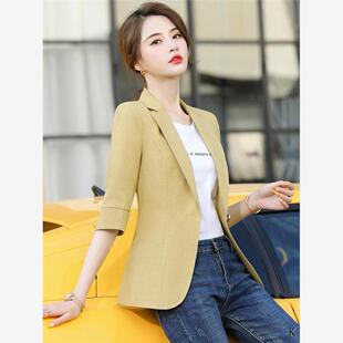 小个子薄款 韩版 新款 外套女2024夏季 西服上衣 短款 小西装 修身 七分袖