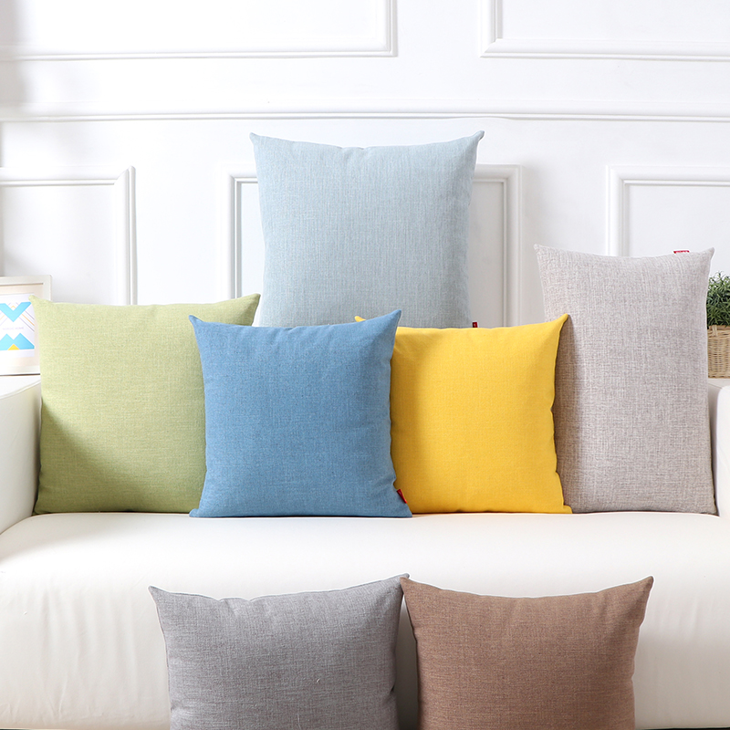 棉麻抱枕座椅子大靠背床头长方形纯色北欧客厅沙发靠枕套护腰靠垫