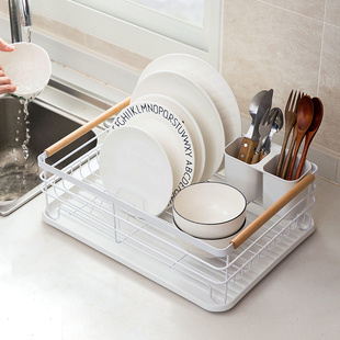 居家家碗碟收纳架双层沥水碗架置物架台式 碗柜厨房台面碗筷收纳盒