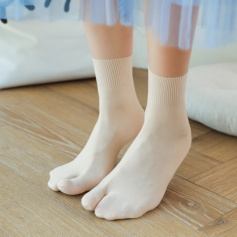 5双装 夏季 超薄二趾袜分趾丝袜二指马蹄木屐袜子中筒透气凉爽 新品