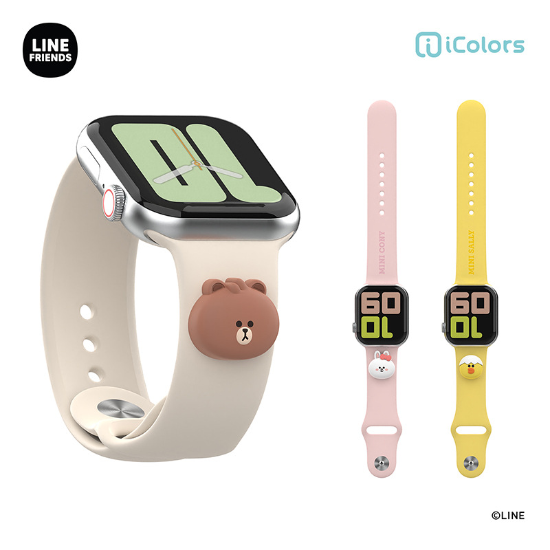 ultra软硅胶立体iwatch8卡通替换手表带女 LINE布朗熊applewatch7