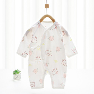 婴儿连体衣夏季 52码 和尚服纯棉哈衣睡衣新生儿空调服宝宝夏装 薄款