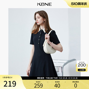 KBNE连衣裙女黑色学院风polo裙子2024夏季 新款 小黑裙连身裙 短袖