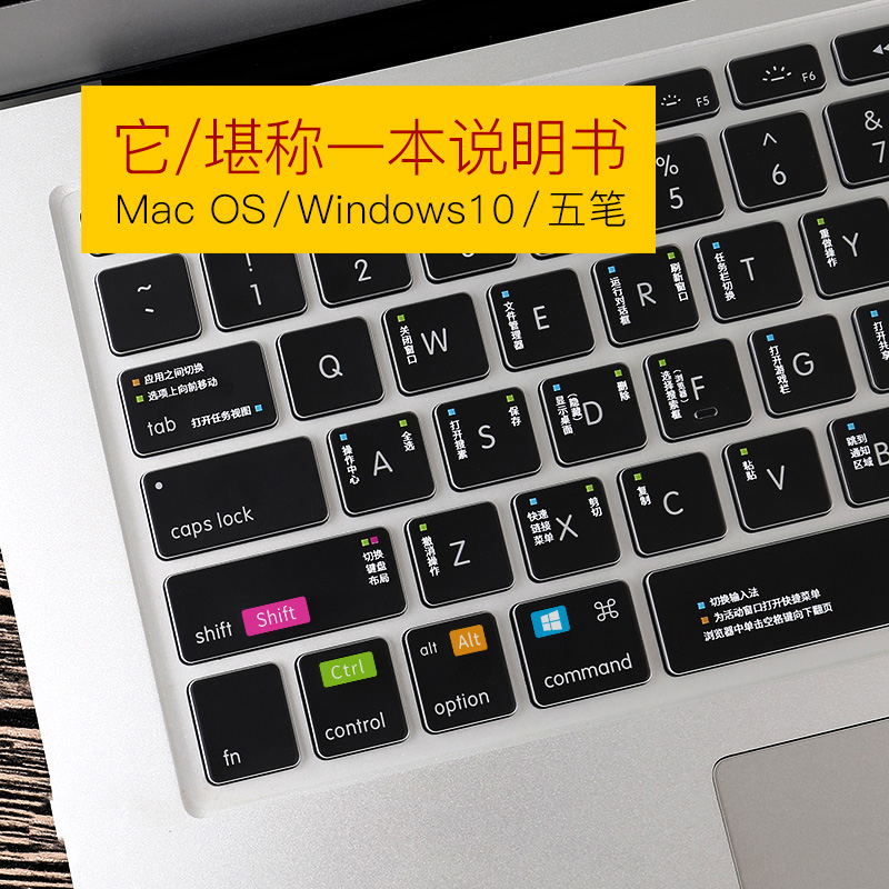 保护14pro16寸macbook12Air13.3英寸mac笔记本贴15防尘罩 快捷键win10功能五笔OS系统新款 苹果电脑键盘膜21款