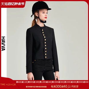 1916 黑色小西装 外套女气质修身 设计感上衣B3 新款 HAVVA2024春季