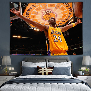 饰背景墙布卧室床头画布 NBA湖人队挂布詹姆斯科比背景布ins房间装