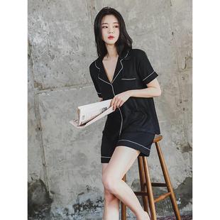女士性感家居服可外穿 短袖 学生两件套装 韩版 薄款 莫代尔睡衣女夏季