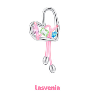 耳钉 Lasvenia楽斯爱心设计感撞色夸张轮廓宝石耳饰春夏少女感新款