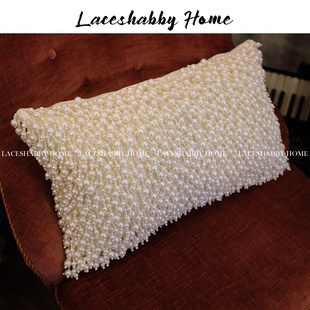 复古爱德华白色珍珠流苏轻奢长方客厅抱枕靠垫 欧式 LACESHABBY新款