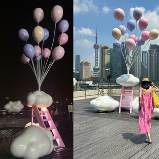 饰摆件 浪漫情人节朵告白气球玻璃钢雕塑园林景观商场民宿造景装
