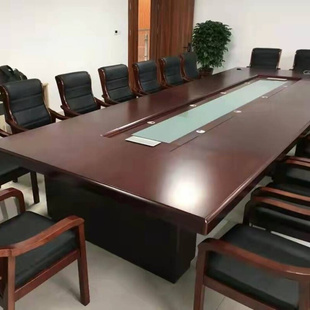 会议桌长桌政府办公开 实木会议桌大型会议室桌椅组合油漆中式 新款