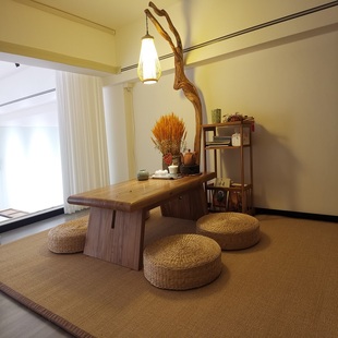 原木风地毯竹编榻榻米垫加厚炕垫茶室打坐地垫凉席飘窗垫定做 日式