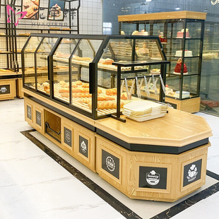面包柜面包展示柜架子烘焙蛋糕店边柜货架商用多层玻璃中岛柜8012