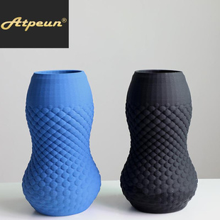 Atpeun3D打印蓝色简约现代陶瓷工艺品创意插花器花瓶摆件家居软装