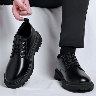 秋季 皮鞋 新款 男式 黑色男款 商务 2023马丁靴英伦风软底男士 休闲正装