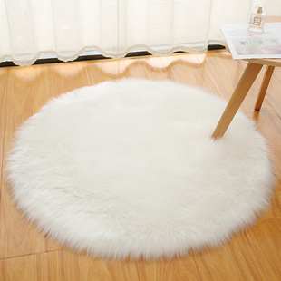 长毛绒圆形地毯地垫仿羊毛纯色简约圆垫梳妆台蝴蝶椅地垫