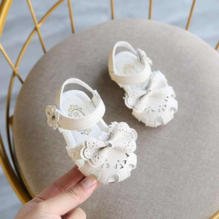 6到12个月白色公主鞋 女宝凉鞋 女童学步鞋 2023新款 夏季 包头婴儿鞋