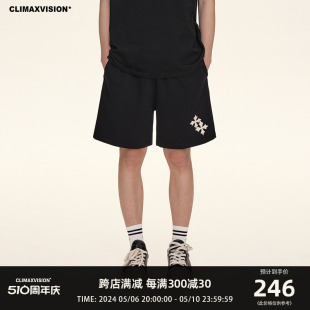 CLIMAX 高街五分裤 美式 潮 VISION350克高品质十字架贴皮绣休闲短裤