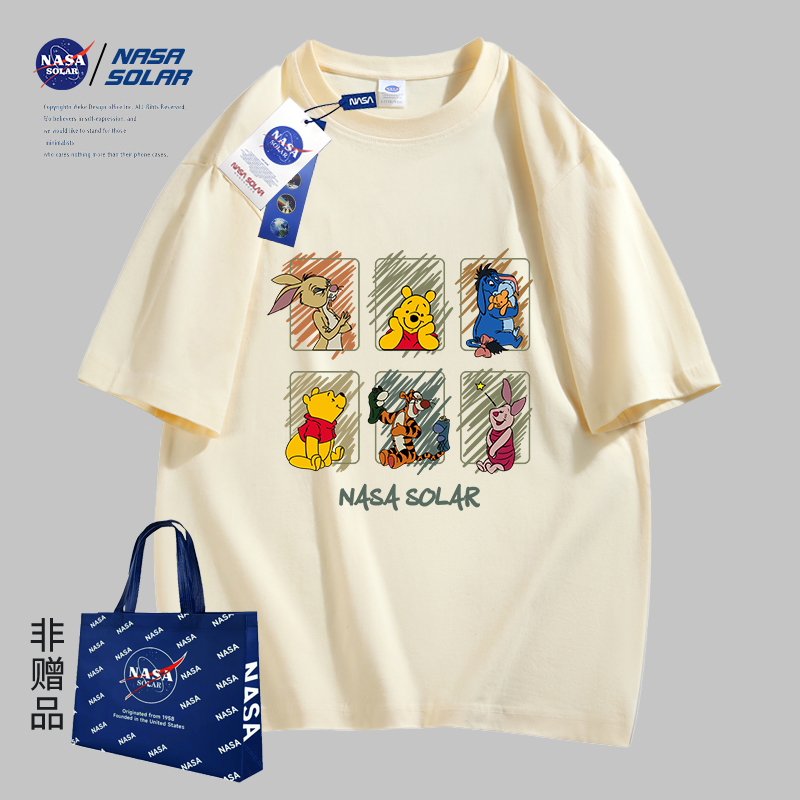 NASA 情侣纯棉男女上衣圆领短袖 2024夏季 T恤潮牌TYK SOLAR联名款