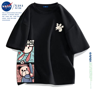 体恤女 夏季 新款 纯棉上衣青少年潮牌个性 t恤男士 NASA官方联名短袖