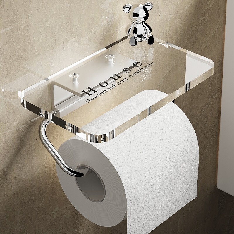亚克力卷纸器洗手间抽纸卷纸置物架 卫生间纸巾架厕所免打孔壁挂式