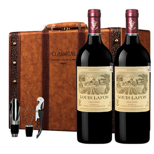 送礼 LAFON法国原瓶进口干红葡萄酒红酒双支礼盒装 路易拉菲LOUIS