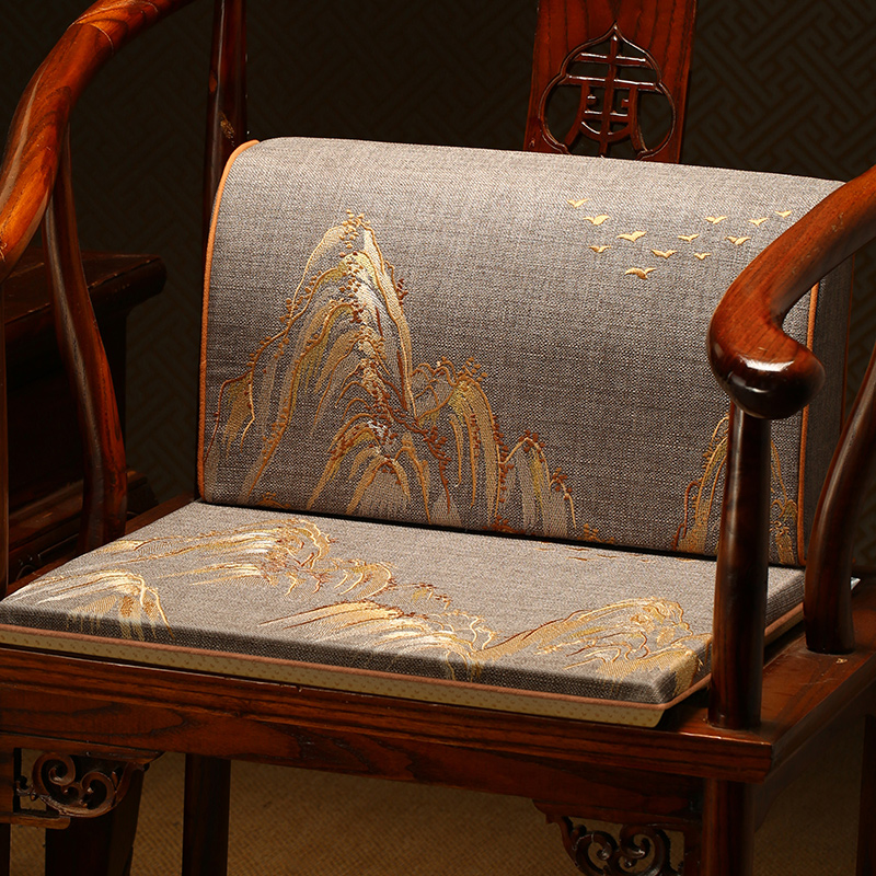 椅子垫子坐垫靠背一体红木沙发垫茶椅圈椅太师椅护腰靠垫定制 中式