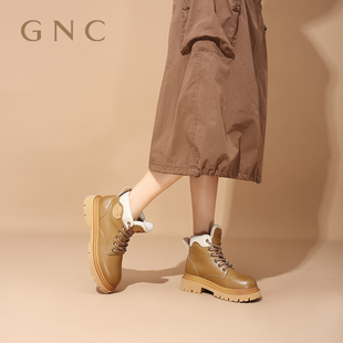 GNC厚底马丁靴女2023冬新款 升级版 擦色复古百搭西部靴 大黄靴时尚