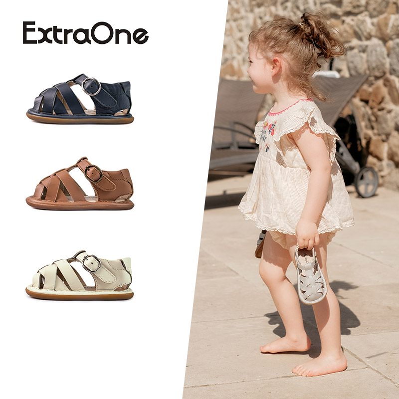 ExtraOne婴幼儿复古编织学步凉鞋 软底学步鞋 真皮宝宝鞋 802 夏季