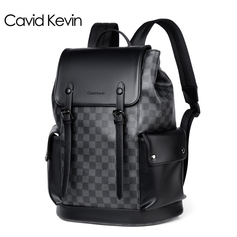 格子背包潮牌大容量旅行休闲电脑包 Kevin男双肩包欧美时尚 Cavid